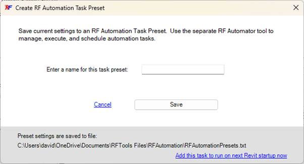 A screenshot of a task preset

Description automatically generated